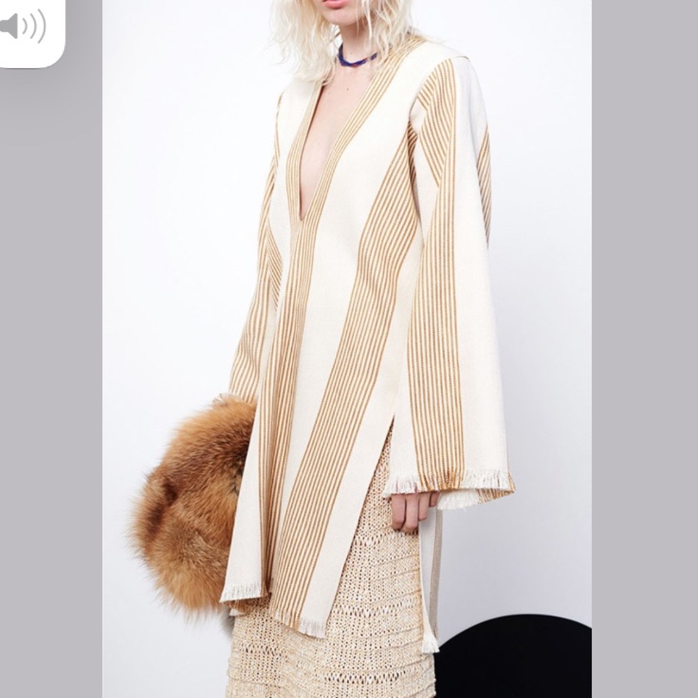 Helmut Lang, cream striped v neck tunic